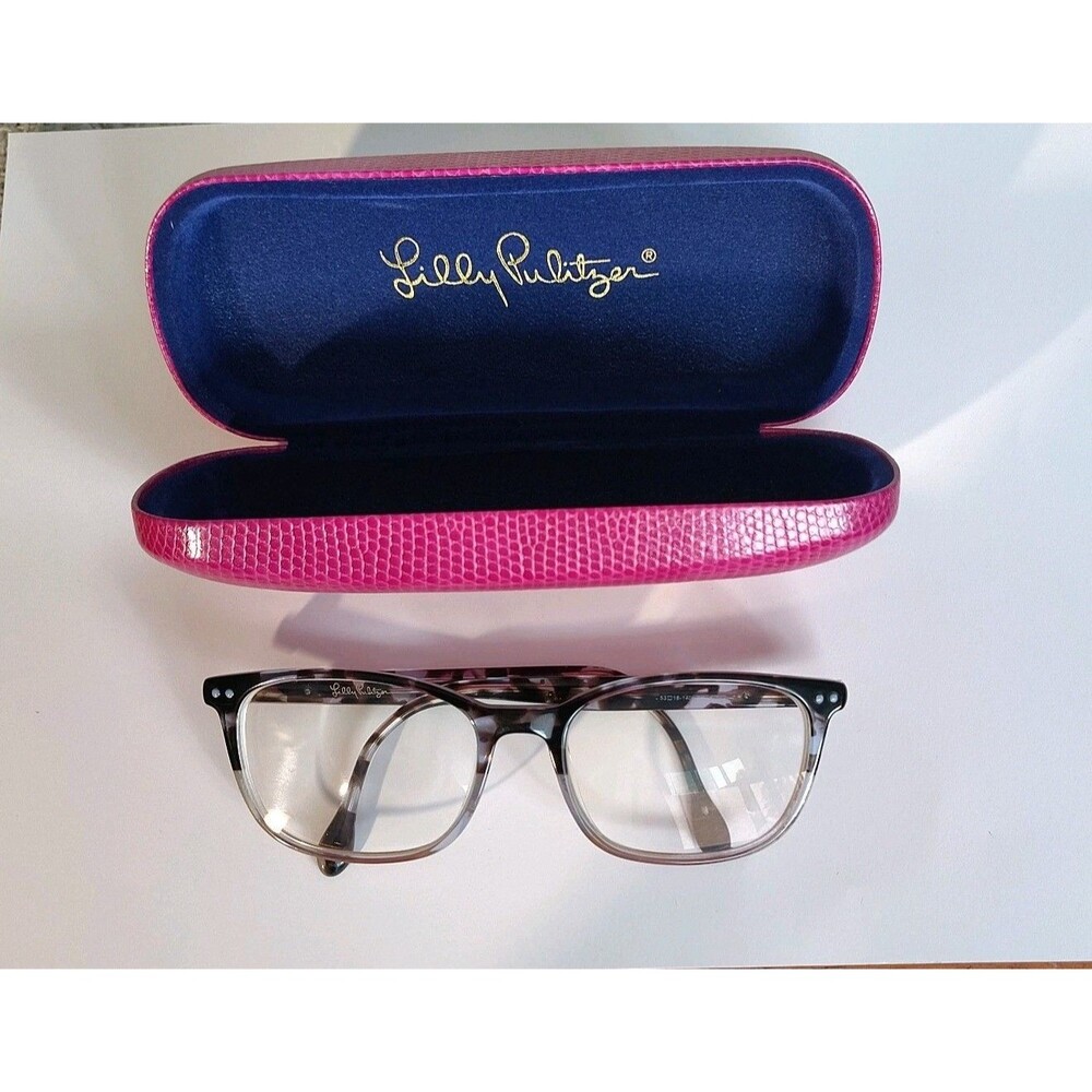 Lilly Pulitzer Aubra Sky Tortoise Eyeglass Frames 53-18-140 w Case